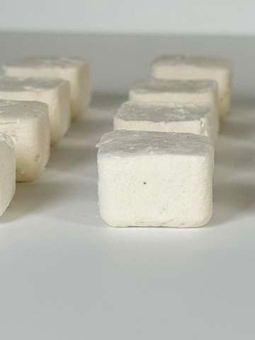 Rows of mini vanilla marshmallows