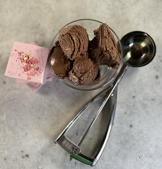 Chocolate Ice Cream with Strawberry Marshmallows