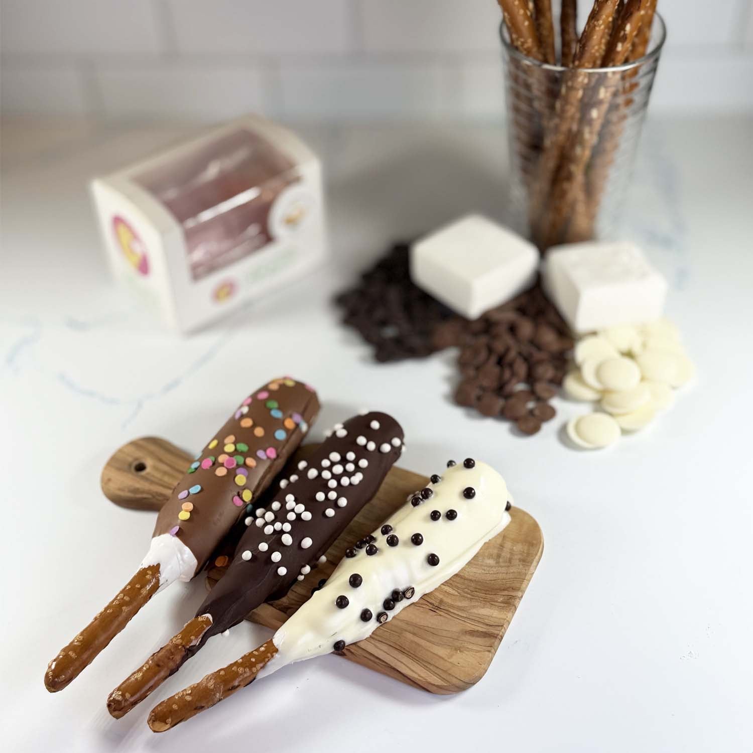 CHOCOLATE COVERED MARSHMALLOW PRETZELS image 1